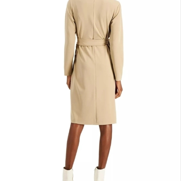 Alfani Beige Belted Wrap Long sleeve Surplice Neckline Wrap Dress Size SP - Picture 12 of 12
